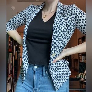 Anthropologie Cartonnier Blazer Blue/White Geometric XS